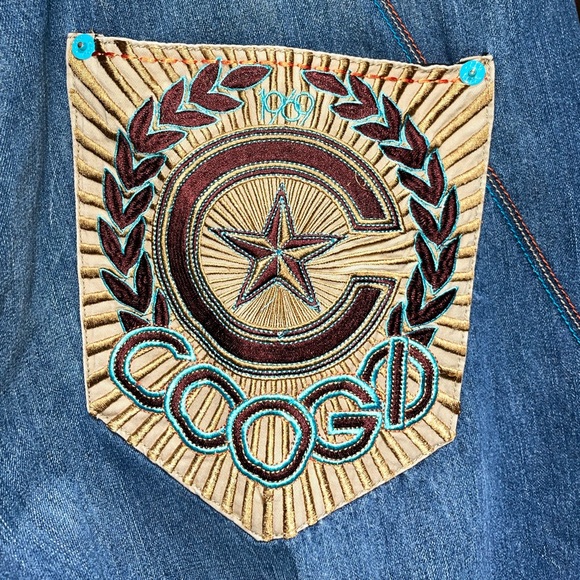 Coogi Mens Australia Size W 48 x L 26.5 Embroidered Pockets Blue Denim Jeans - Picture 6 of 11